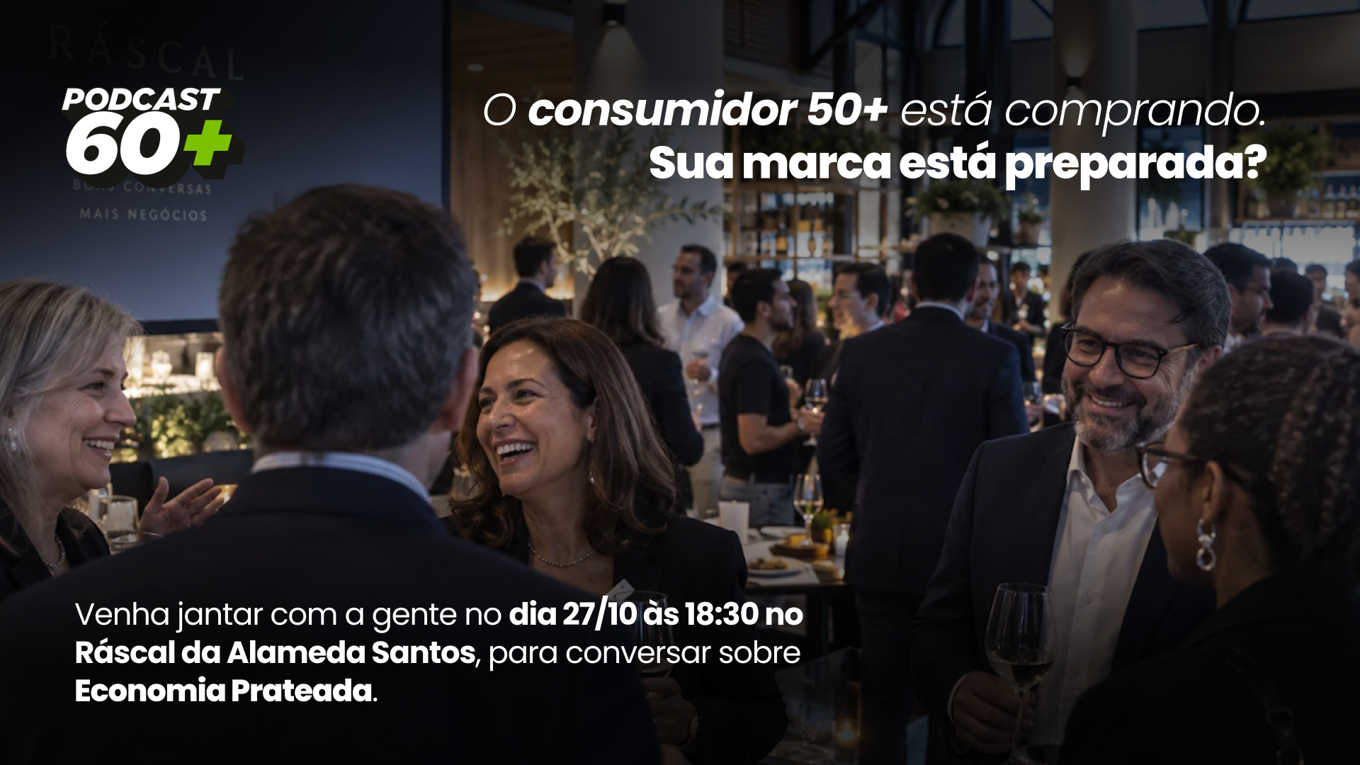 Banner do evento E-commerce Prateado: decifrando o consumidor 50+, sobre oportunidades da Economia Prateada para o comércio eletrônico.
